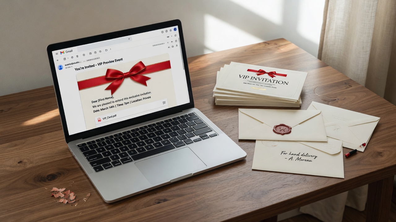 Email invitation and VIP printed cards